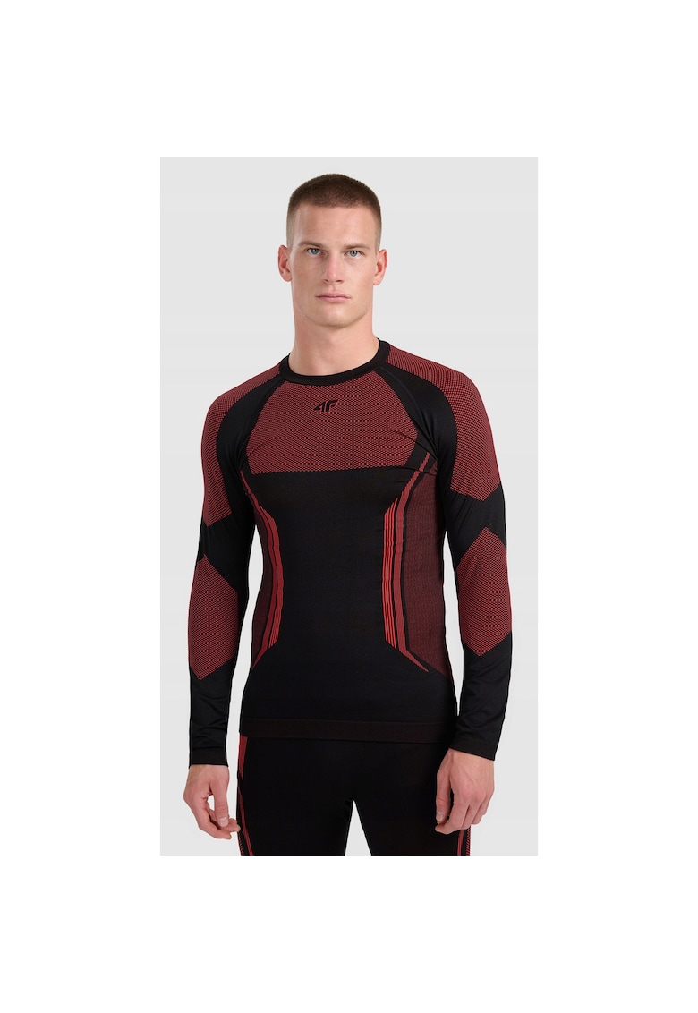 Bluza sport barbati - termoactiva - fara cusaturi - rosu/negru - poliester - Rosu