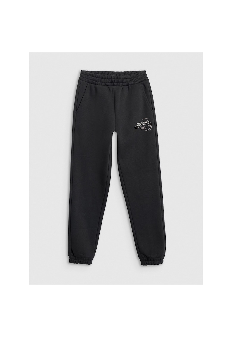 Pantaloni sport fete - din bumbac/poliester - negri