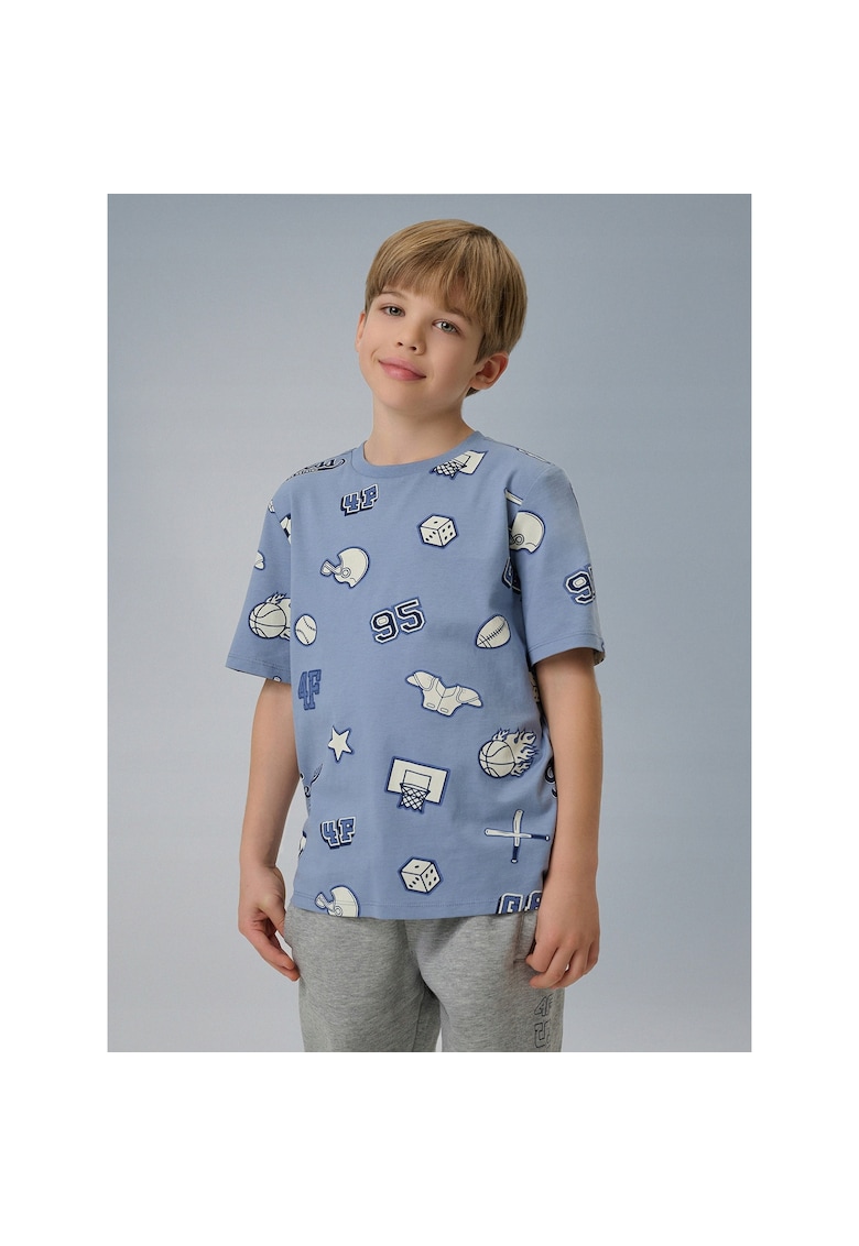 Tricou copii regular - imprimeu - bleumarin - bumbac