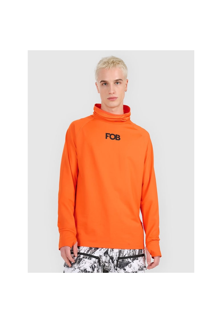 Bluza sport barbati - termica - guler rulat - uscare rapida - portocalie - poliester