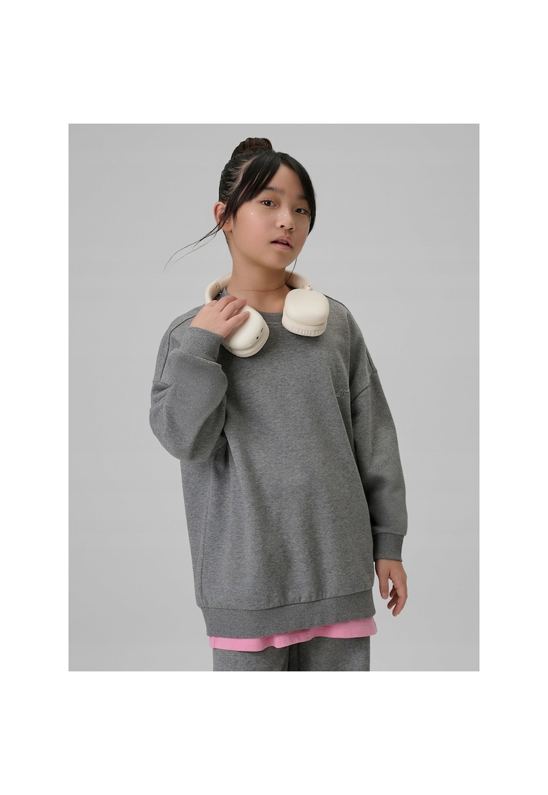 Hanorac copii gri - croi lejer - finisaj lucios - bumbac