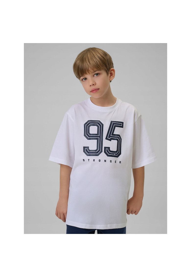 Tricou copii lejer cu imprimeu - alb - bumbac