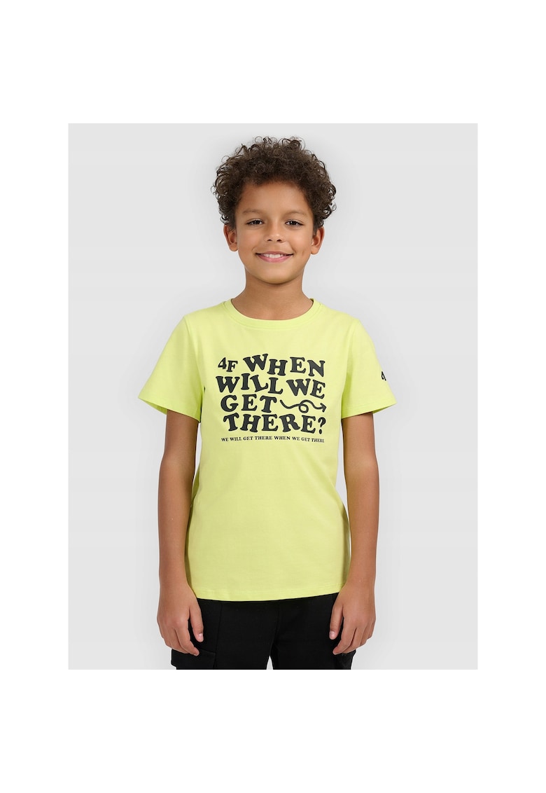 Tricou copii regular - imprimeu - galben - bumbac