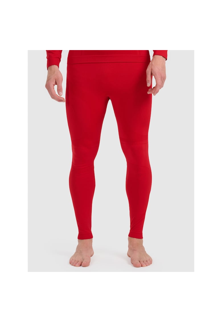 Pantaloni sport barbati lenjerie termica fara cusaturi - rosu - poliester