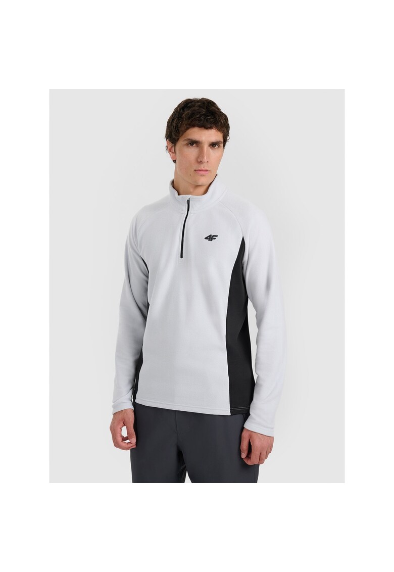 Hanorac sport fleece - guler inalt - gri - pentru schi