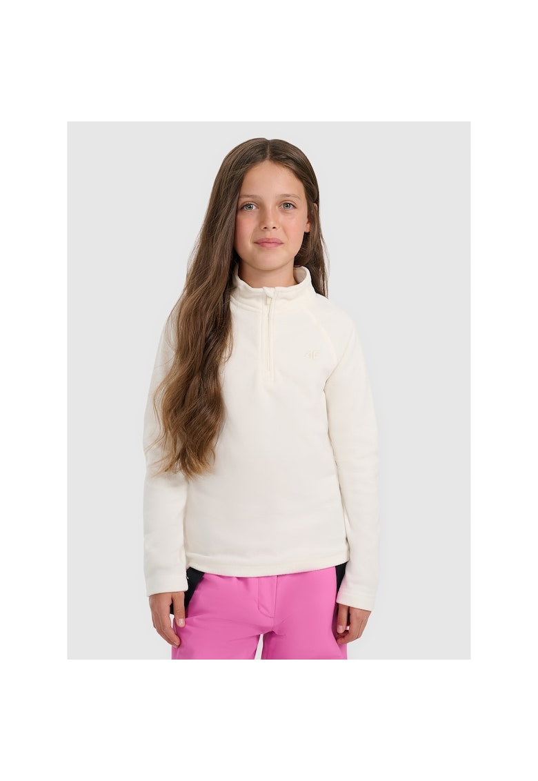 Bluza sport fete - fleece - alb