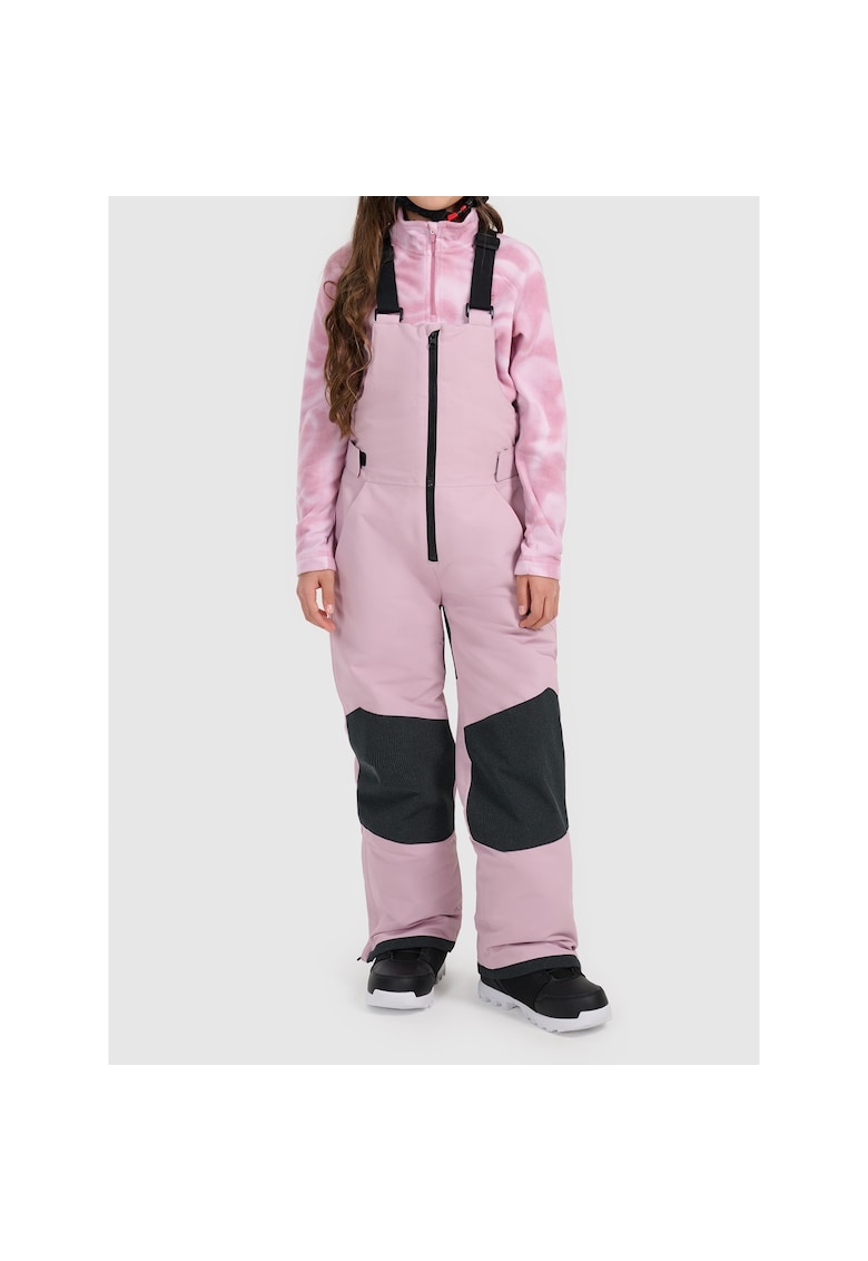 Pantaloni snowboard NeoDry 10000 - roz - impermeabili - cu bretele reglabile - pentru fete - poliester