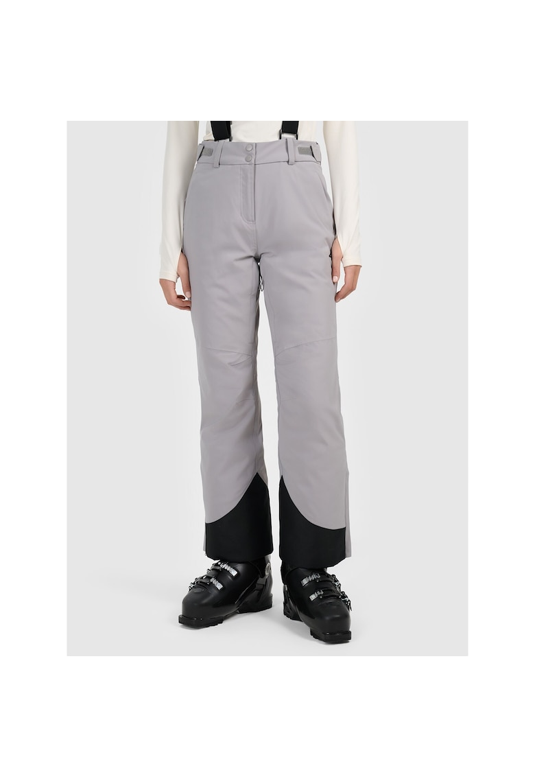Pantaloni schi dama gri - membrana 10000 - talie reglabila - bretele detasabile