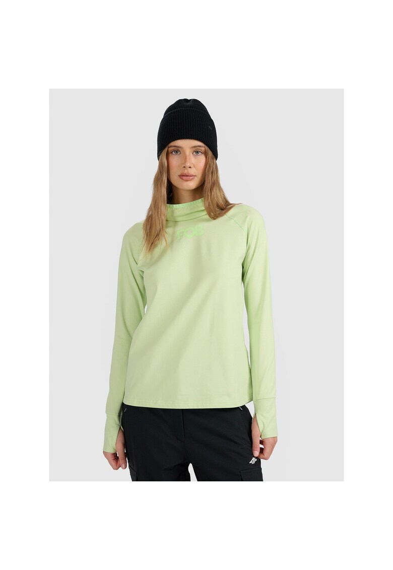 Bluza sport termica pentru femei - guler inalt - tehnologie 4FWarm - verde - poliester
