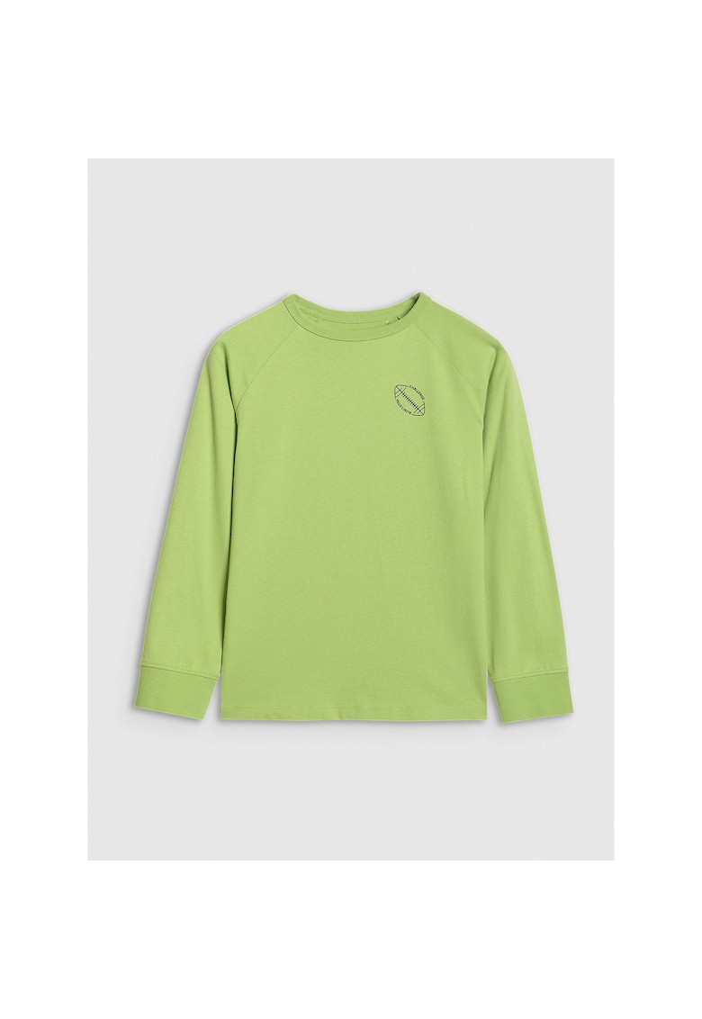 Tricou cu maneca lunga pentru baieti - verde - bumbac - imprimeu