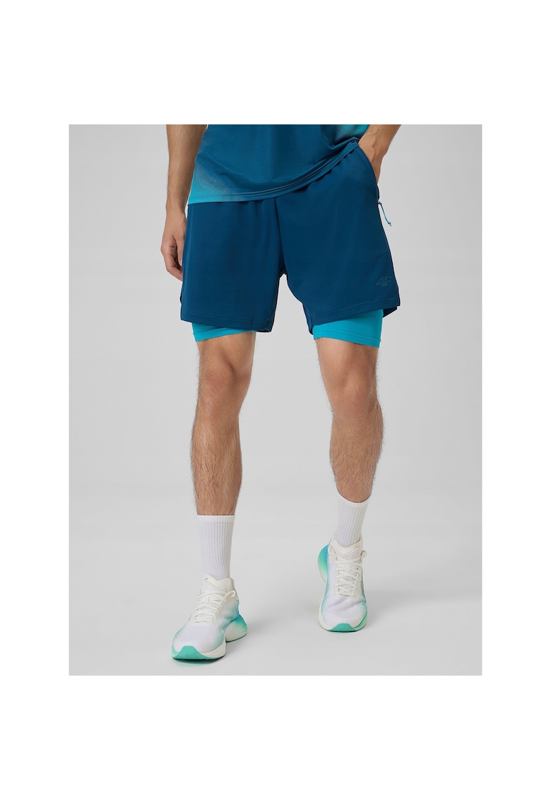 Pantaloni scurti sport barbati - poliester - turcoaz