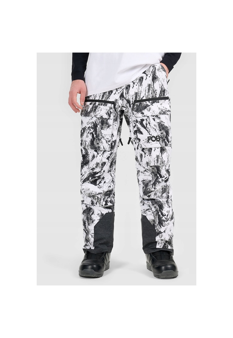 Pantaloni de schi barbati - poliester - alb/negru