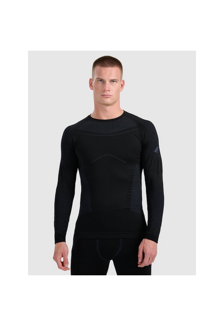 Tricou lana merinos - negru - fara cusaturi - pentru schi - 65987 - Negru