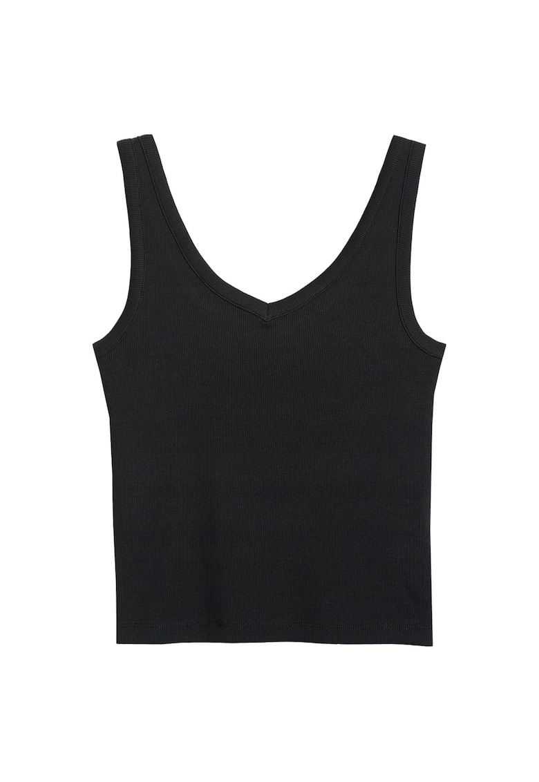 Maiou sport dama slim - decolteu in V - bumbac 96%/elastan 4% - negru