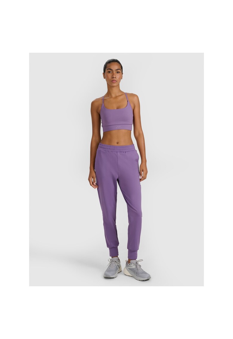 Pantaloni sport dama colanti antrenament - mov - poliester -