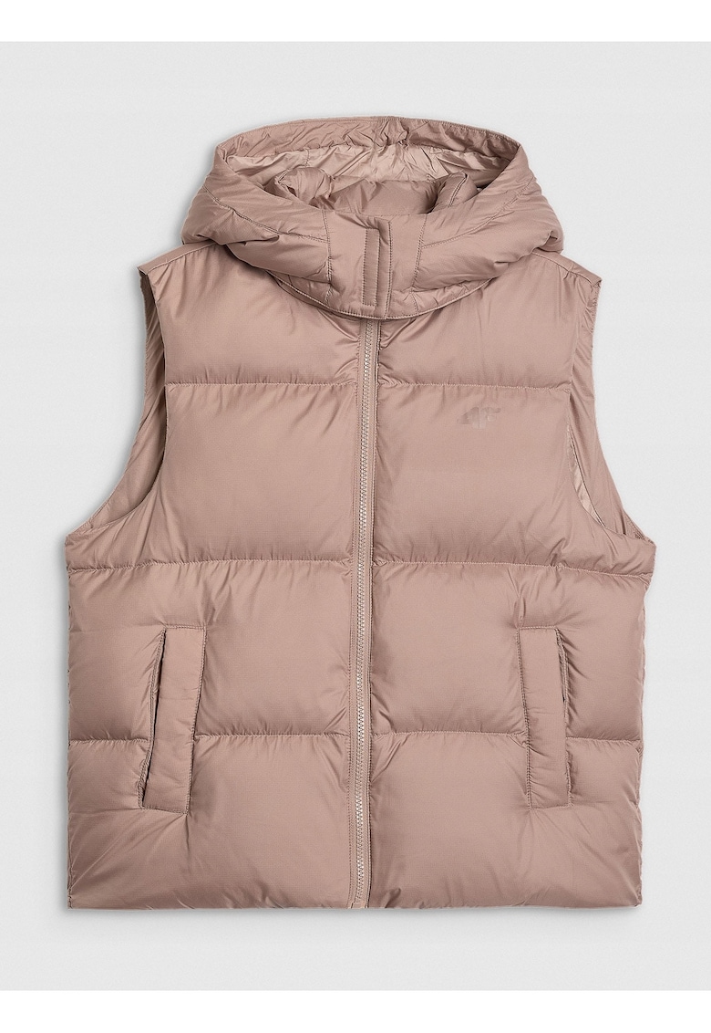 Vesta din puf bej - umplutura naturala - croiala oversize - hidrofoba
