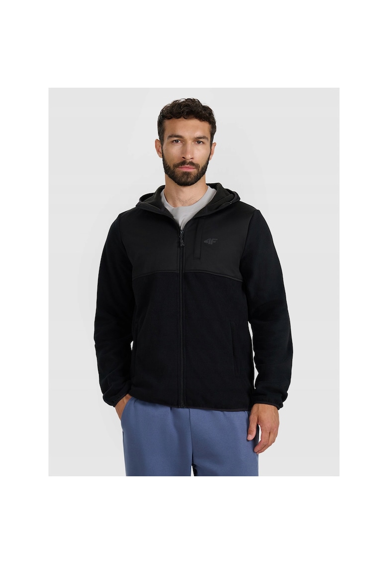 Hanorac sport barbati - negru - poliester - tehnologie 4FWarm