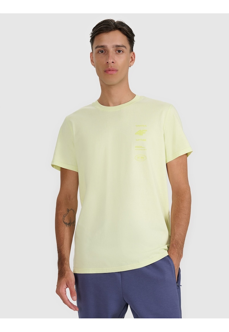 Tricou barbati regular fit - galben - bumbac