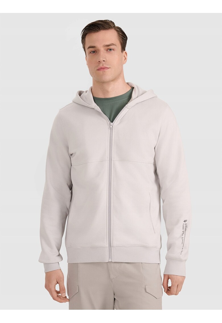 Hanorac barbati cu fermoar si gluga - gri - bumbac