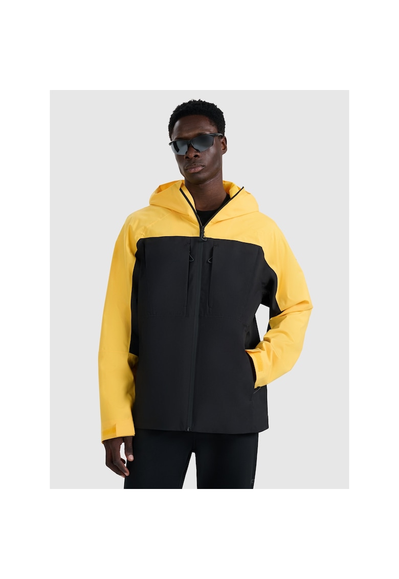 Geaca trekking barbati - din poliester - galben/negru