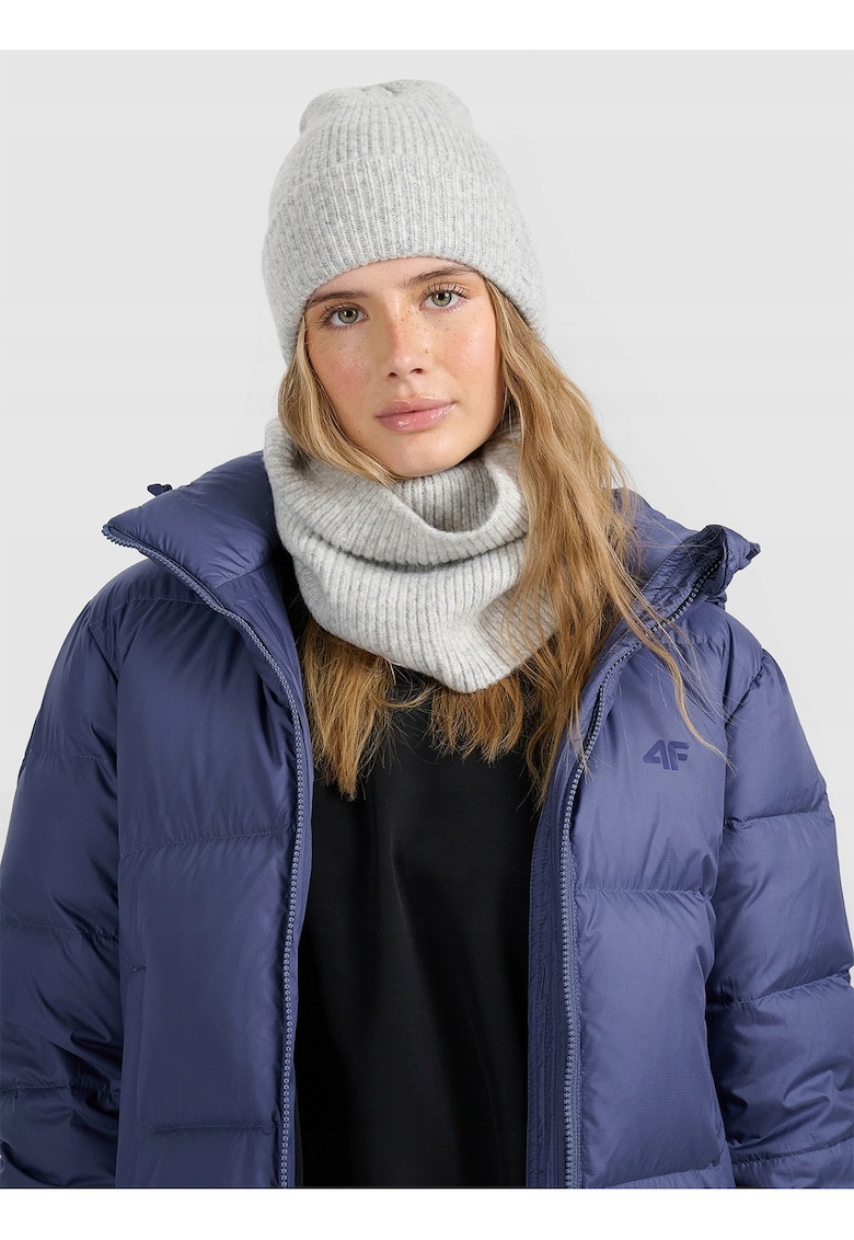 Caciula si fular unisex gri - M - cu 3% lana