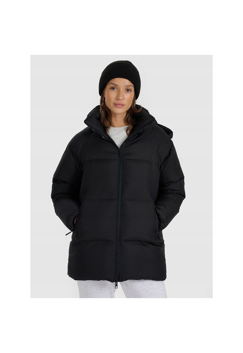 Geaca de puf pentru femei - neagra - umplutura naturala - croiala oversized