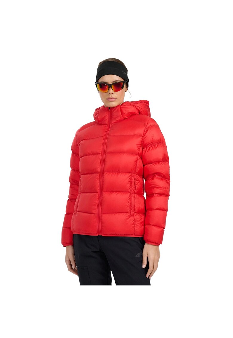 Geaca de puf pentru femei - trekking - umplutura naturala - hidrofoba - rosie - poliester