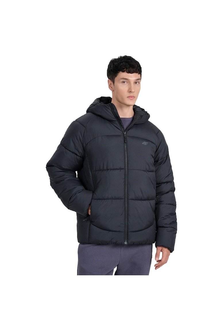 Geaca trekking barbati neagra - poliester