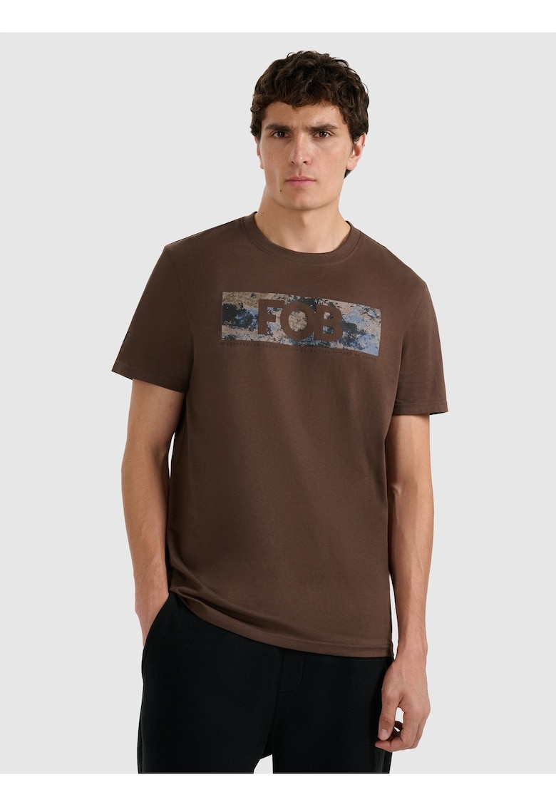 Tricou barbati bumbac - culoare maro