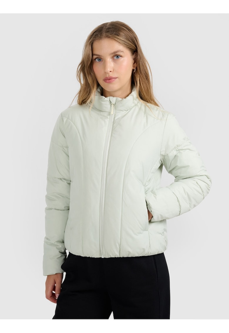 Geaca de puf pentru femei - turcoaz - umplutura sintetica - croiala slim - material rip-stop