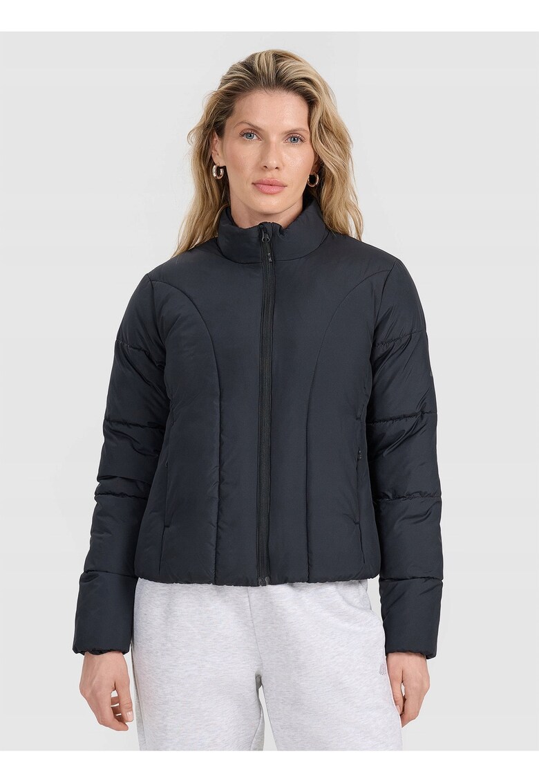 Geaca de puf pentru femei - slim - hidrofoba - neagra - umplutura sintetica
