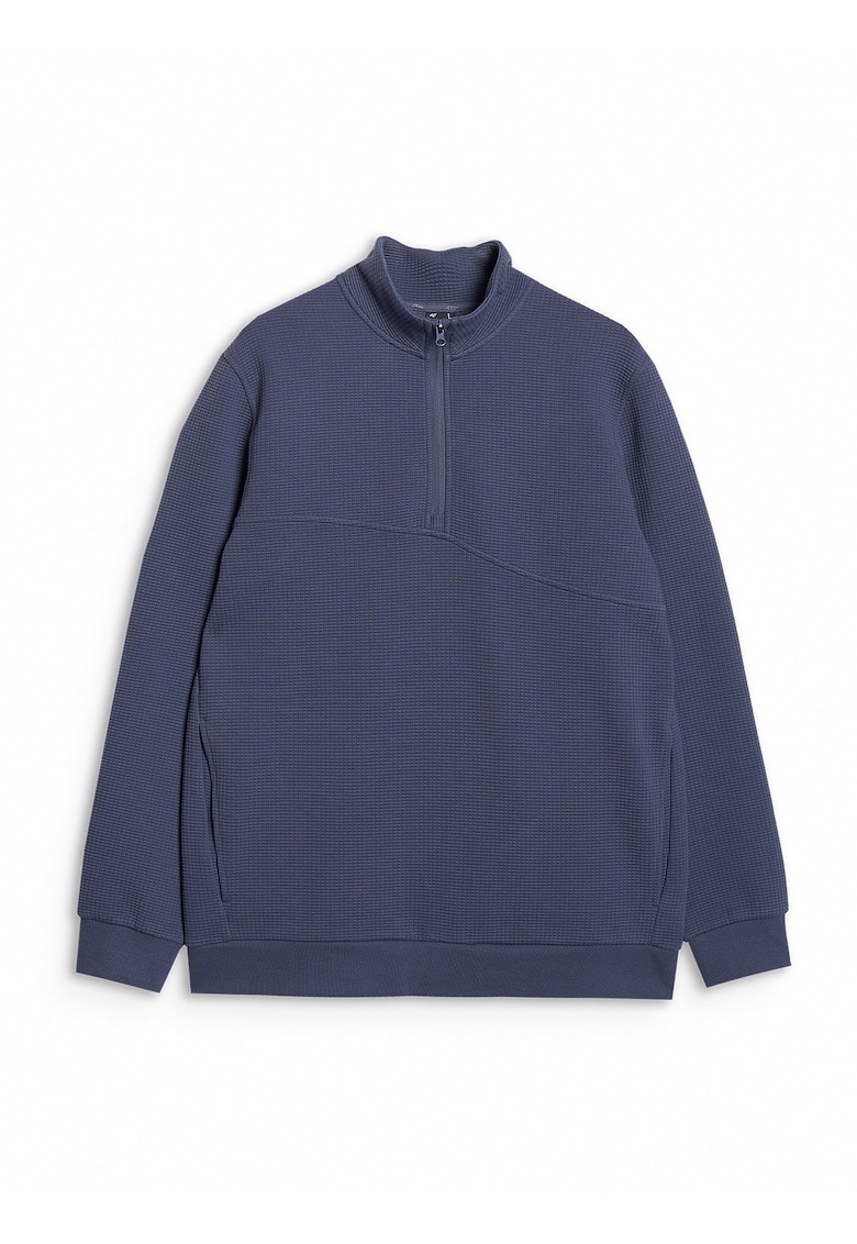 Hanorac barbati bleumarin - croiala lejera - guler ridicat - tricot waffle - poliester