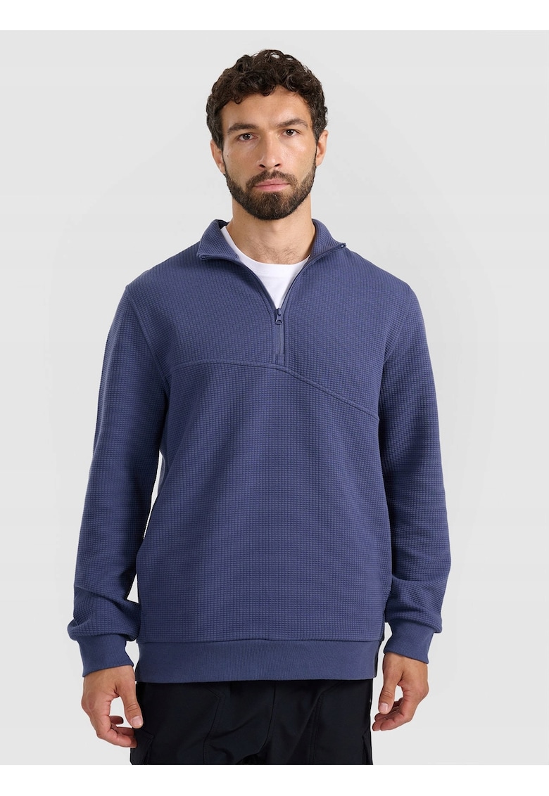 Hanorac barbati bleumarin - croiala lejera - guler ridicat - tricot waffle - poliester
