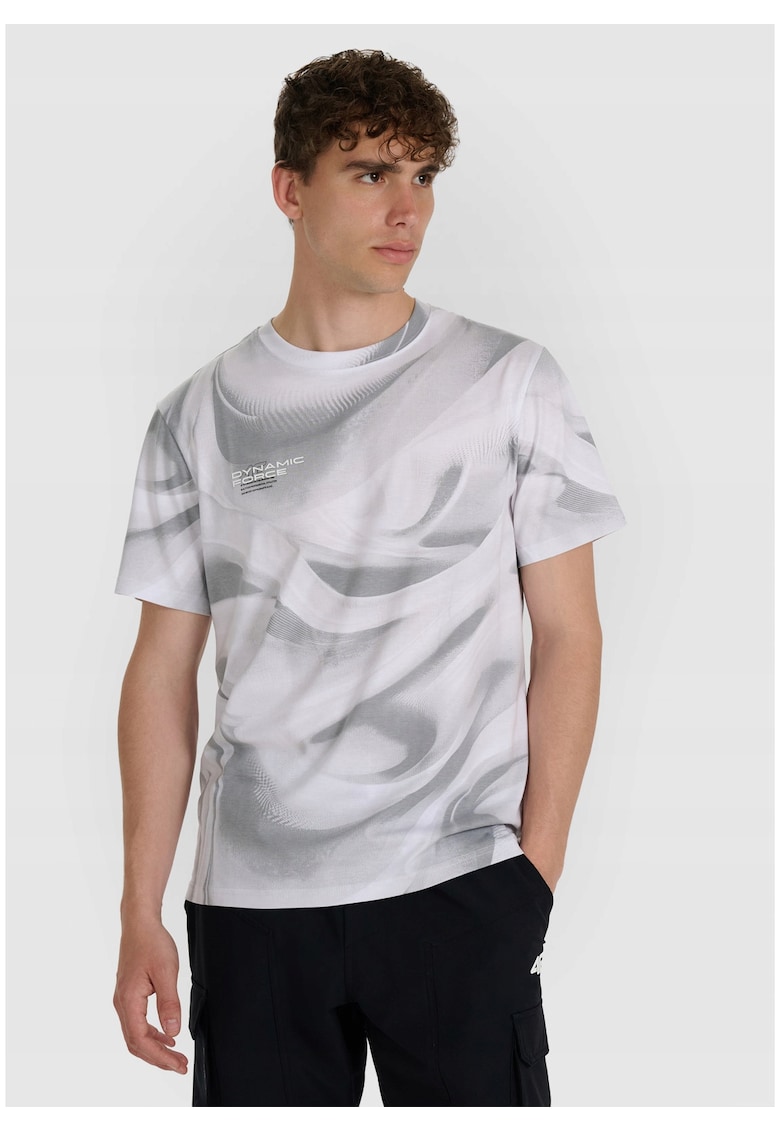 Tricou barbati bumbac confortabil - alb/gri
