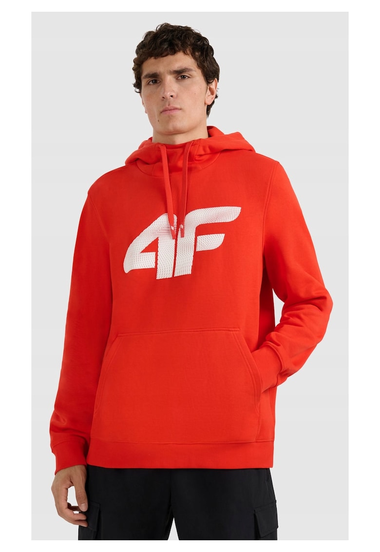 Hanorac barbati fara fermoar - gluga - rosu - poliester