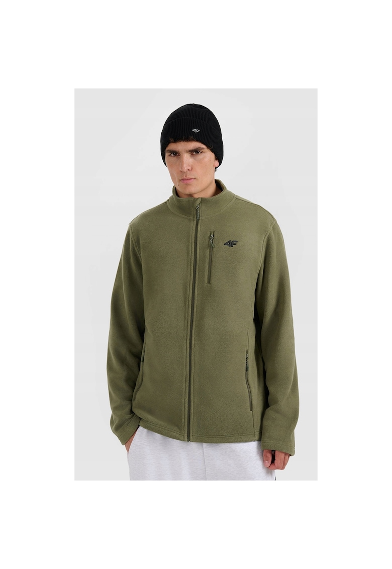 Hanorac sport barbati - polar cu guler inalt - kaki