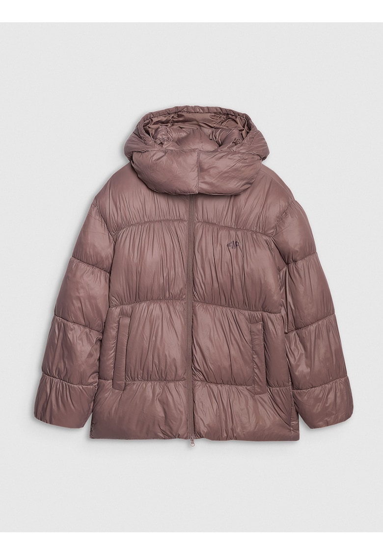 Geaca de puf pentru femei - oversize - maro - poliester