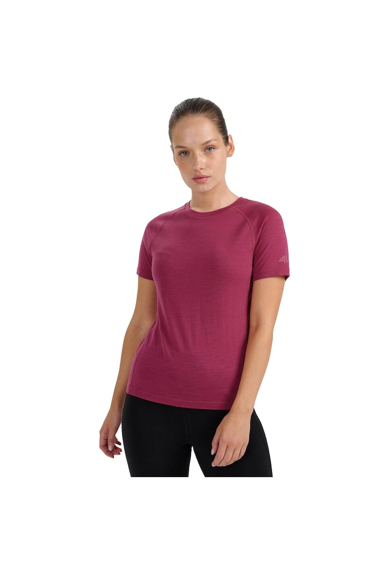 Tricou trekking femei - roz - lana merinos - sezon toamna-iarna