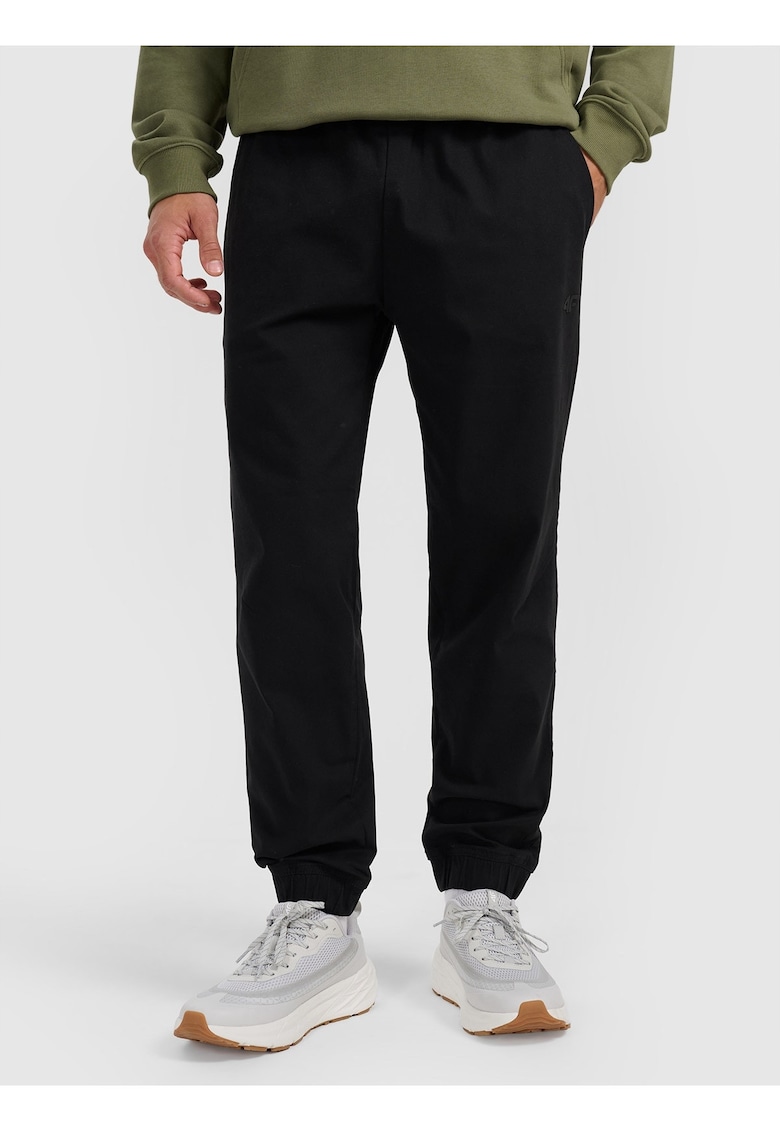 Pantaloni barbati - jogger - talie reglabila - negru - bumbac