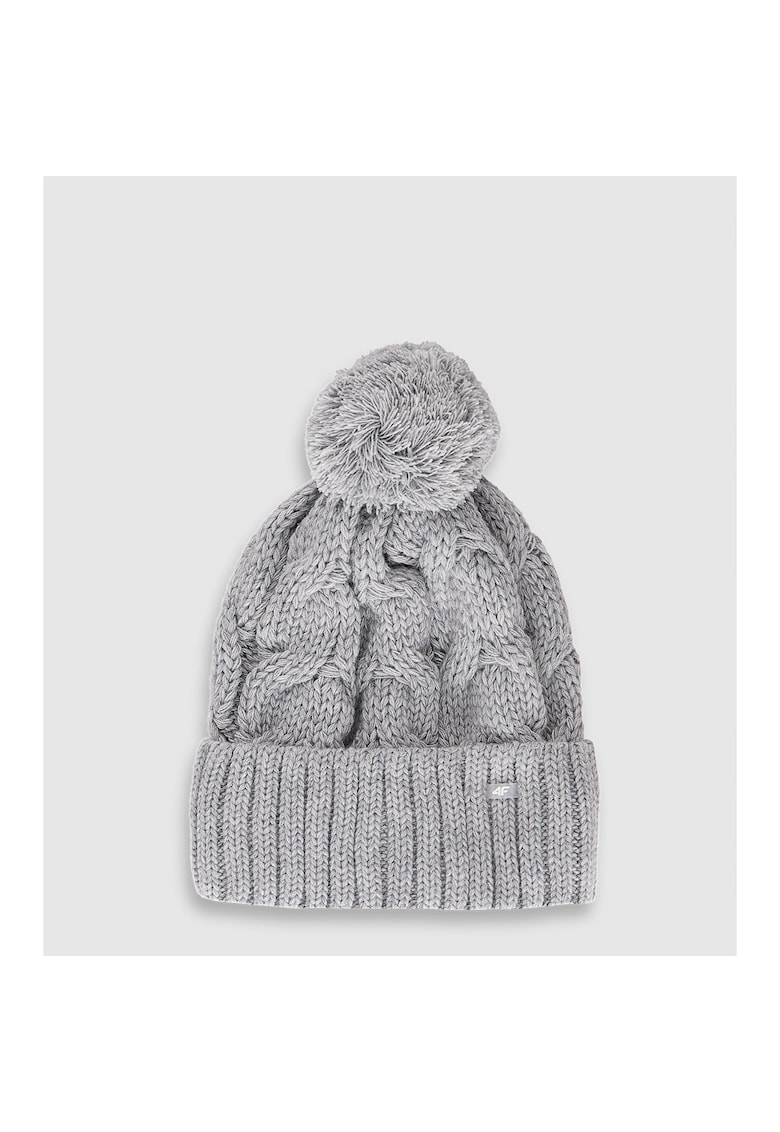 Caciula sport dama gri - S - cu 30% lana - cu pompon