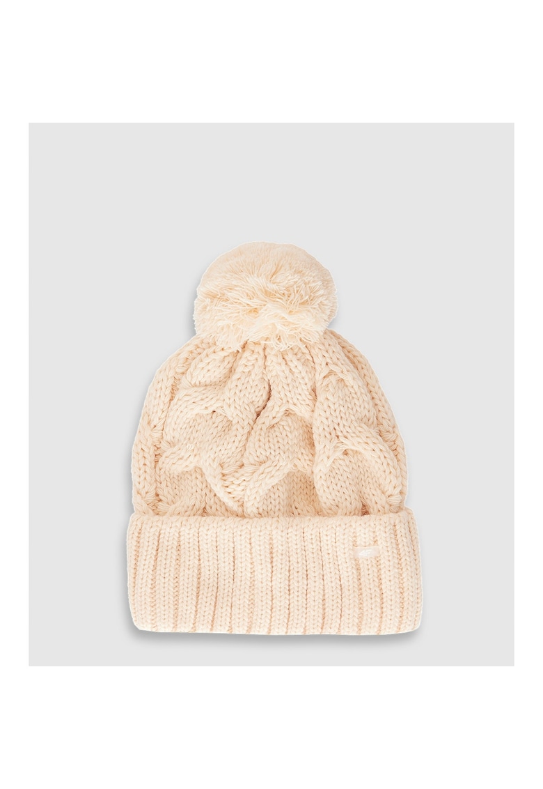 Caciula sport dama model cu pompon - bej - S