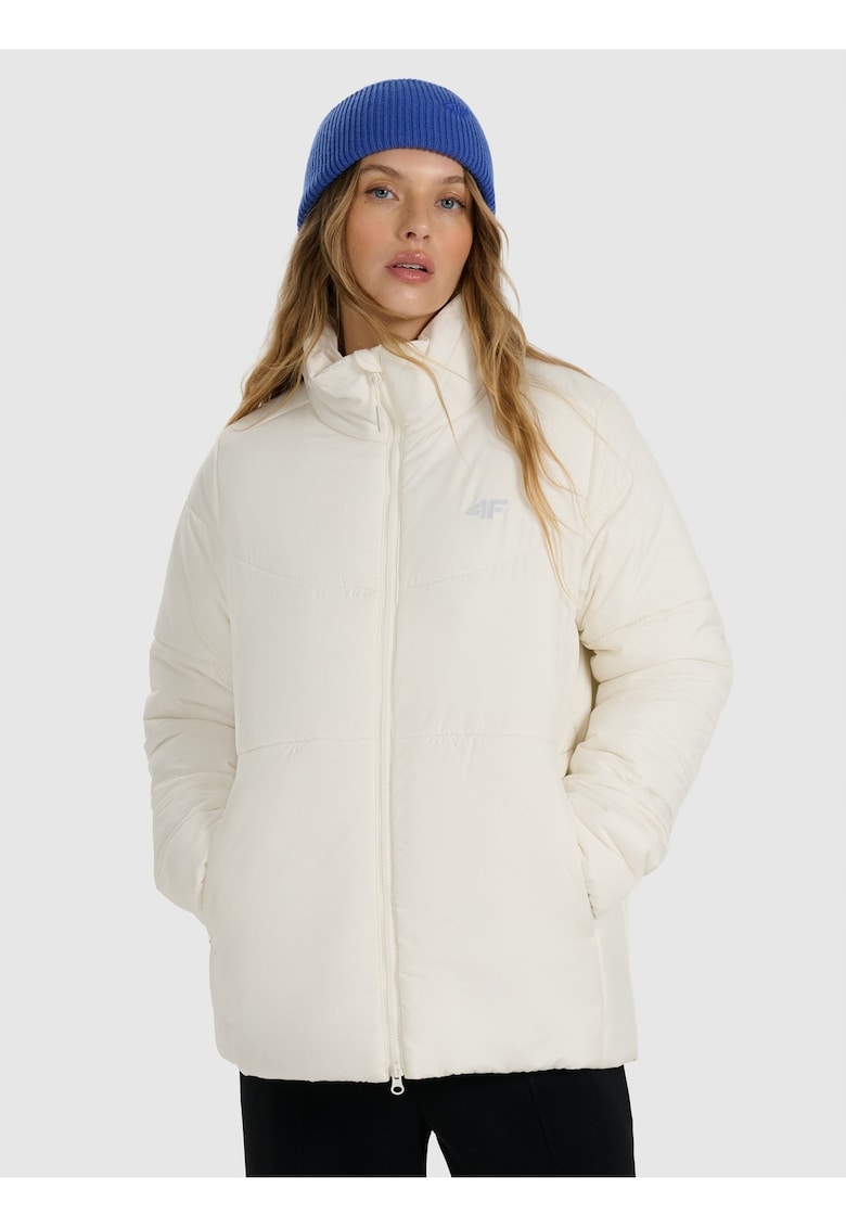 Geaca de puf pentru femei - bej - croiala regular - hidrofoba - 2 buzunare