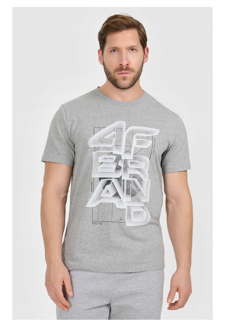 Tricou barbati - bumbac - gri - cu imprimeu