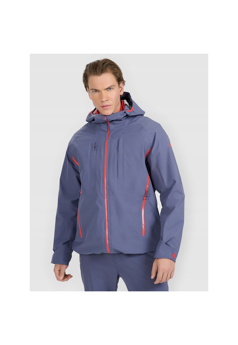 Geaca trekking barbati - poliester - bleumarin/portocaliu