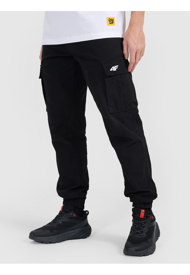 Pantaloni casual cargo unisex x Drift Masters - negru - bumbac - croiala regulara - fara captuseala -