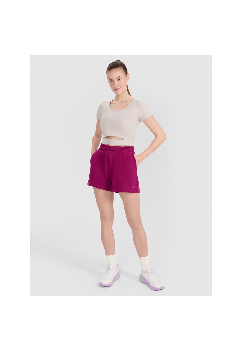 Pantaloni sport dama - scurti de trening - violet - bumbac -