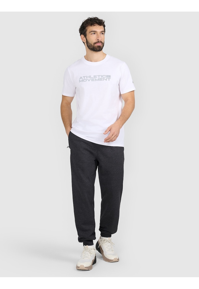 Tricou barbatesc elemente reflectorizante - alb - bumbac