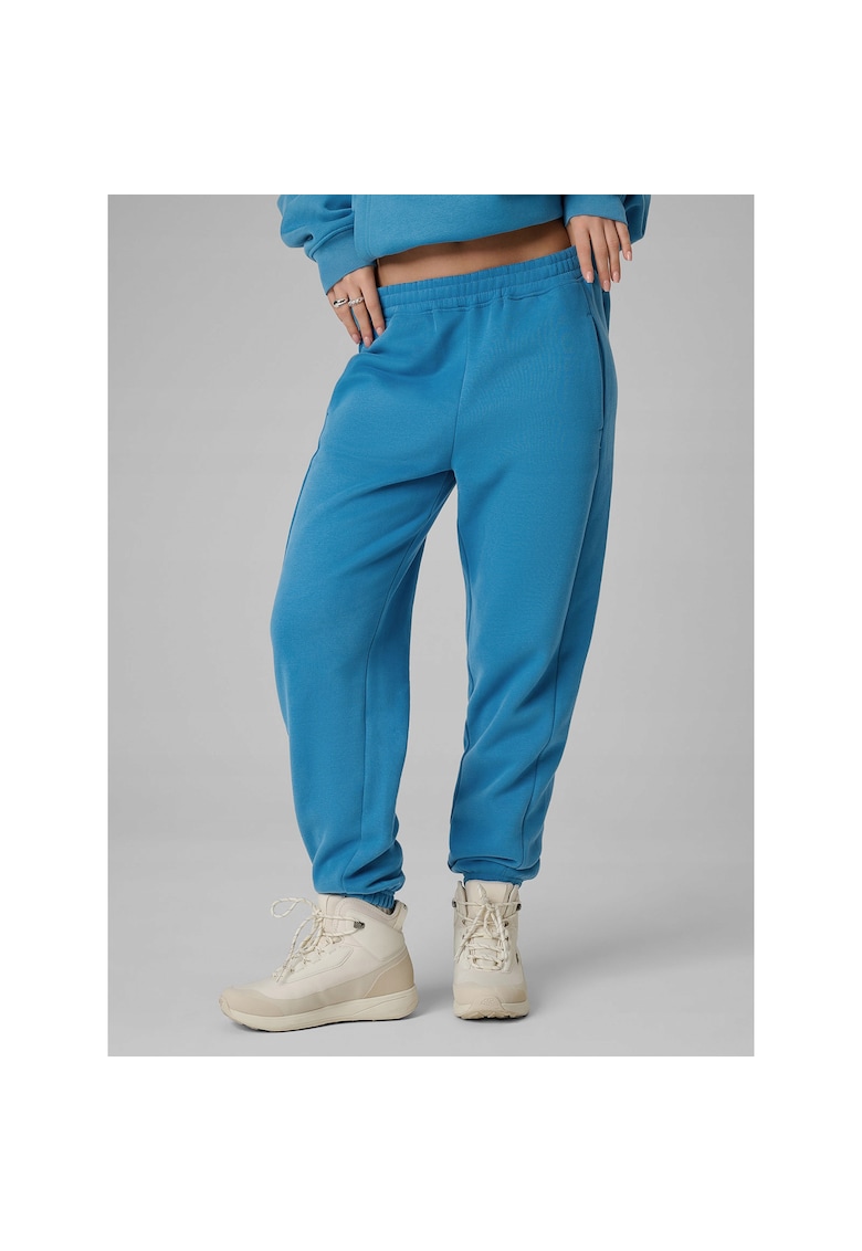 Pantaloni sport dama - jogger - talie inalta - albastri - bumbac