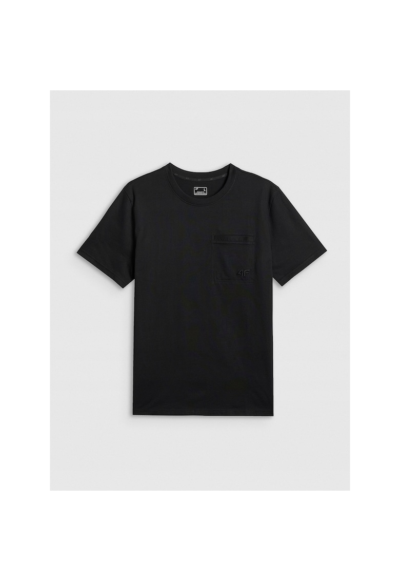 Tricou sport barbat - regular - cu buzunar - negru - bumbac