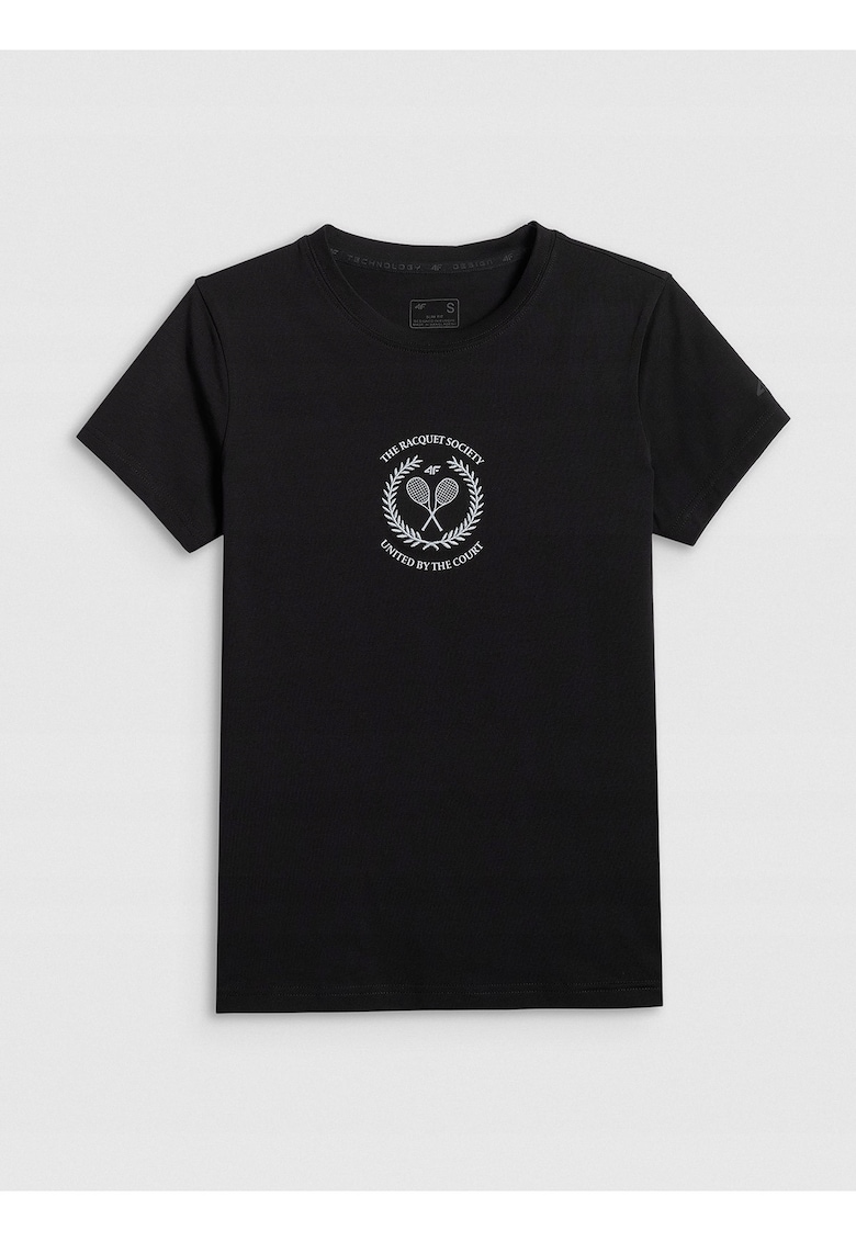 Tricou dama bumbac - slim - imprimeu - Negru